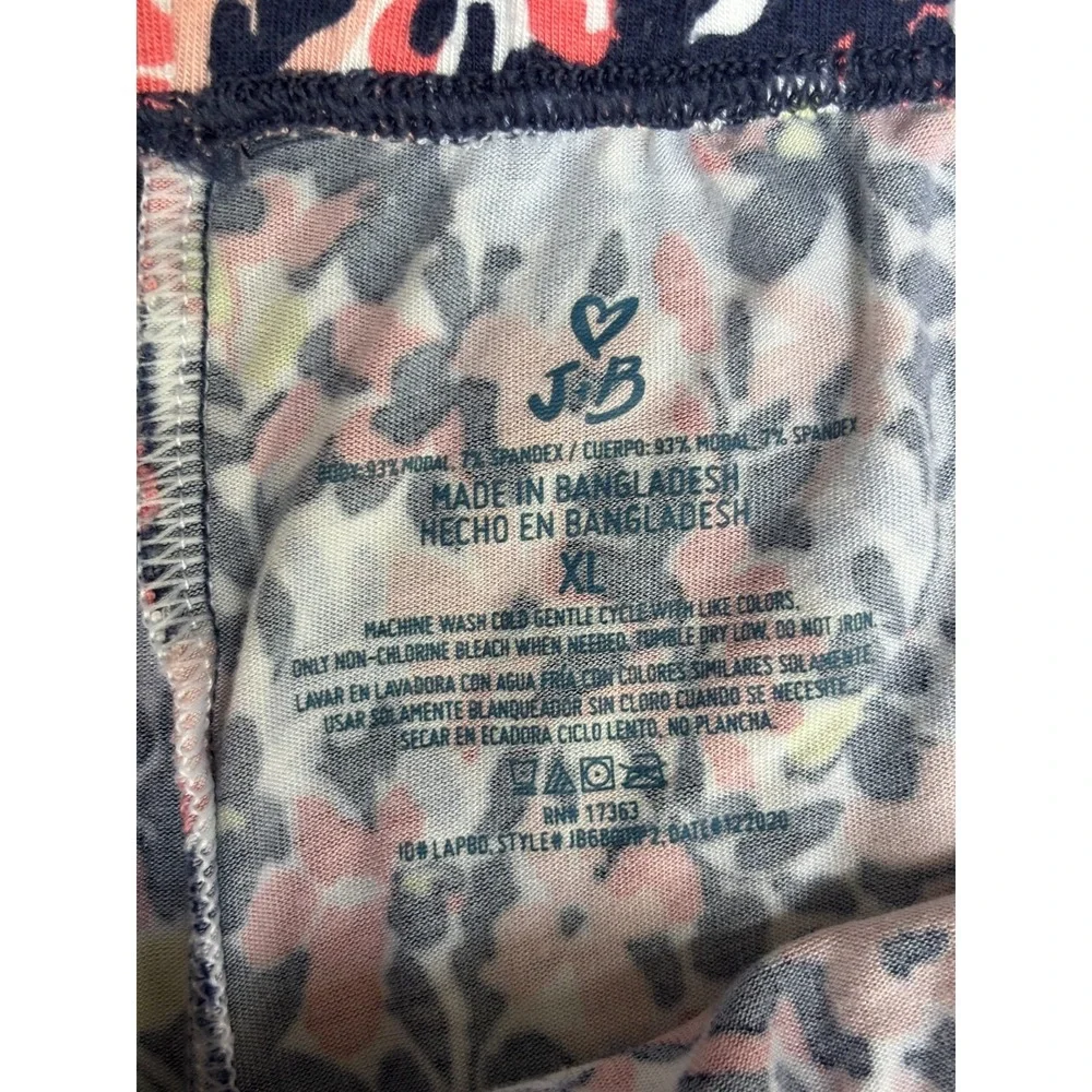 Jane & Bleecker Sleep Shorts Women XL Pink Floral Modal Stretch Drawstring Waist